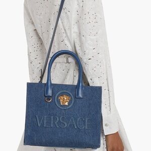 Versace Small La Medusa Denim Tote